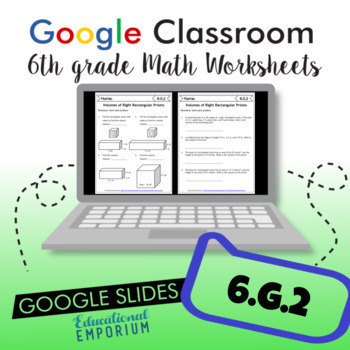 Preview of 6.G.2 Digital Worksheets ⭐ Volumes of Right Rectangular Prisms 6th Grade Math