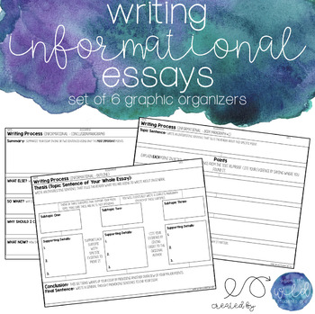Preview of 6 Graphic Organizers for Writing Informational Essays - PDF, PPT, & Google