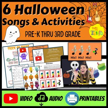Preview of 6 Halloween Songs and Activities for Movement and Instruments | PreK-3rd