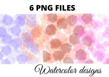 Preview of 6 Hand Painted Watercolour Paint Papers or Digital Backgrounds or Textures