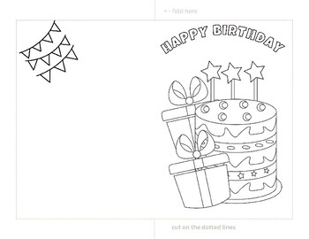 Preview of 6 Happy Birthday Coloring Cards