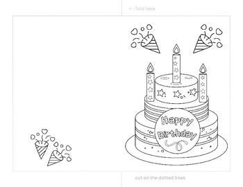 6 Happy Birthday Coloring Cards by Pink Unicorn Kids | TPT