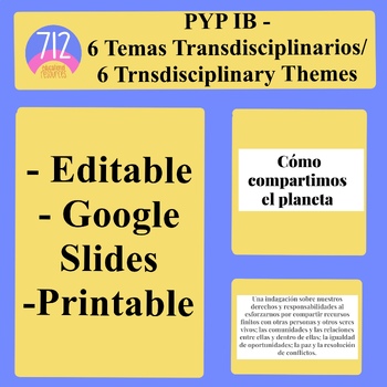 Preview of 6 IB Temas Transdisciplinarios/ 6 Transdisciplinary Themes Spanish/ Google Slide