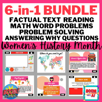 Preview of 6 in 1 WOMENS HISTORY MONTH MEGA BUNDLE BOOM CARDS Speech Therapy NO PRINT