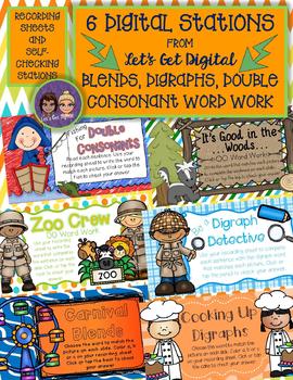 Preview of 6 INTERACTIVE DIGITAL TASK CARD STATIONS - Blends, Digraphs, Double Consonants