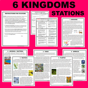 Preview of 6 Kingdoms of Life STATIONS Reading Activity - Bacteria, Protist, Fungi, etc