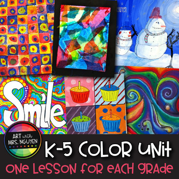 Preview of 6-Lesson Vertical Elementary Art Color Unit Bundle