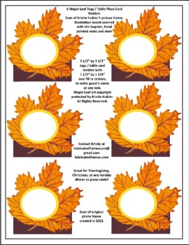 Preview of 6 Maple Leaf Thanksgiving Tags / Table Place Card Holders
