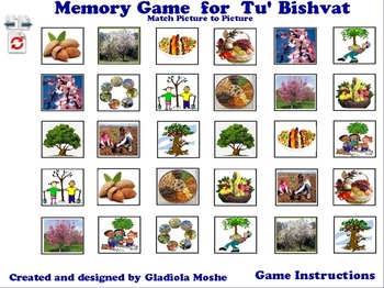 Preview of 6 Memory Game for Tu' Bishvat photo to photo English