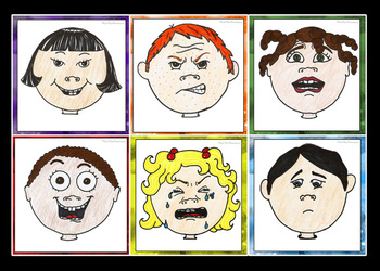 Preview of (6) Multicultural Illustrated feeling and emotion printable cards