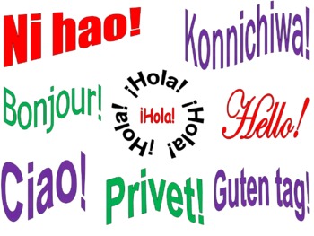 Preview of Classroom Decor Signs - 6 Multilingual Greetings, Courtesies, and I Love You