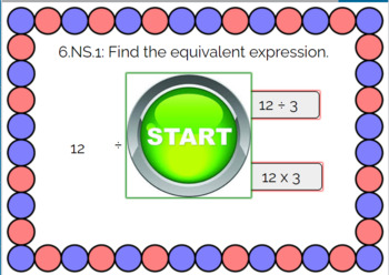 Preview of 6.NS.1: Find the equivalent expression. Boom Cards