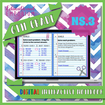 Preview of 6.NS.3 Google Math Interactive Notebook 6th Grade Digital ⭐ Multi-Digit Decimals