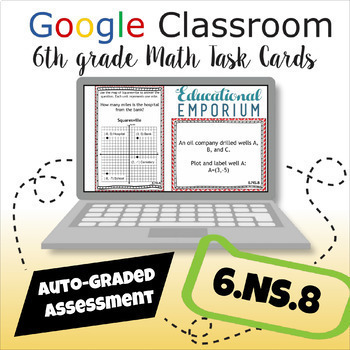 Preview of 6.NS.8 Task Cards 6th Grade Math AUTO-GRADED Google Form★ Coordinate Plane