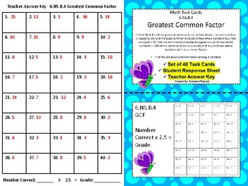 6.NS.B.4 Greatest Common Factor Task Cards by ...