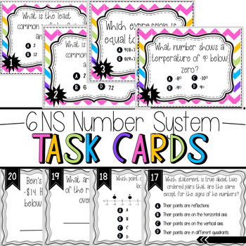Preview of 6.NS Task Cards in COLOR and B&W