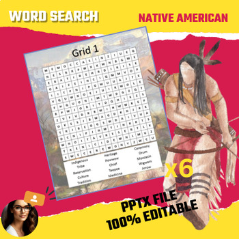 Preview of 6 Native american indian word search editable digital ressource AAPI