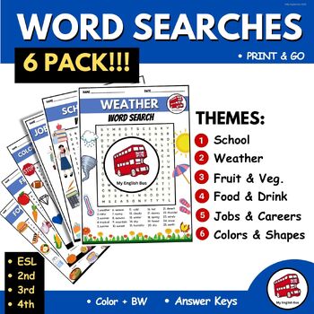 Preview of WORD SEARCH THEMES PACK| Word Puzzles| FUN Vocabulary Games | 2nd, 3rd, 4th| ESL