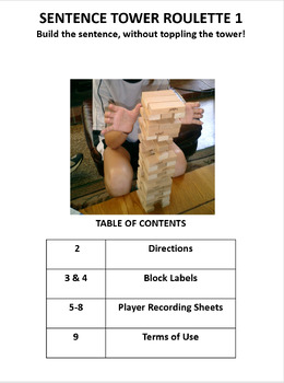 Preview of 6 Pack Middle & High School ESL Jenga-Style Sentence Building Activities 1-6