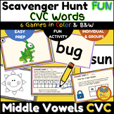 6 Phonics CVC WORDS Scavenger Hunt Games - Fun Tasks for P