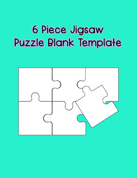Six jigsaw puzzle parts, blank 2x3 pieces stock illustration