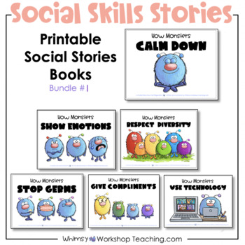 Preview of 6 Printable Social Skills Stories - Bundle 1 - 30 Lessons and Activities