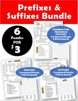 Preview of 6 Puzzles for $3!  Prefixes & Suffixes Puzzle Bundle with Bonus Combo