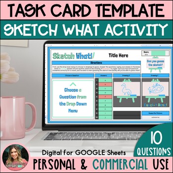 Preview of 10 Question Task Card Editable Self Checking Template Activity - Commercial Use