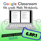 6.RP.1 Digital Worksheets ⭐ Ratios and Vocabulary 6th Grad