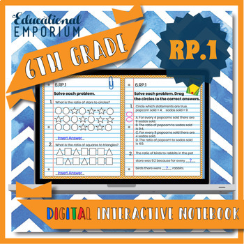 Preview of 6.RP.1 Google Slides Math Interactive Notebook 6th Grade ⭐ Ratios & Vocabulary