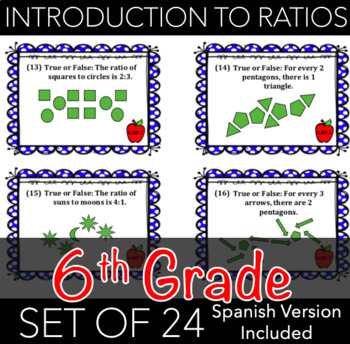 Preview of 6.RP.1 Task Cards: Introduction to Ratios (w/ Spanish Version)