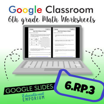 Preview of 6.RP.3 Digital Worksheets ⭐ Real-World Ratios and Rates 6th Grade Math Homework