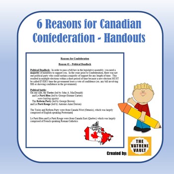 6 reasons for canadian confederation handouts grade 8 ontario history