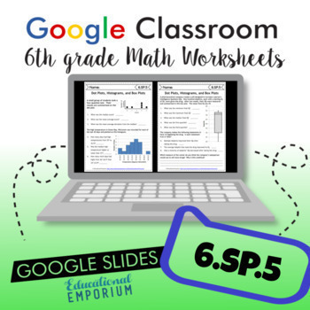 Preview of 6.SP.5 Digital Worksheets ⭐ Summarize Numerical Data Sets 6th Grade Math