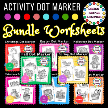 Preview of 8 Season Activity Dot Marker Bundle Worksheets for Preschool and Kindergarten