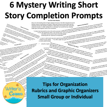 Preview of 6 Mystery Writing Short Story Completion Prompts - Individual or Small Group