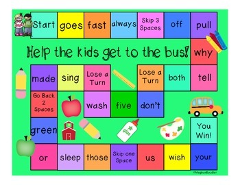 6 sight word board games primer first grade second