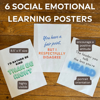 Preview of 6 Social Emotional Learning Posters