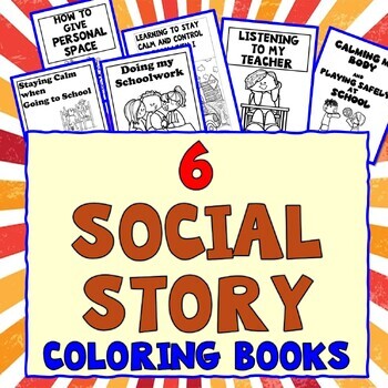 Preview of 6 Social story COLORING BOOKS Bundle!!! Grades Pre-K - 3