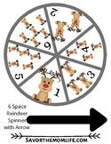 6 Space Christmas Reindeer Number Spinner with Arrow