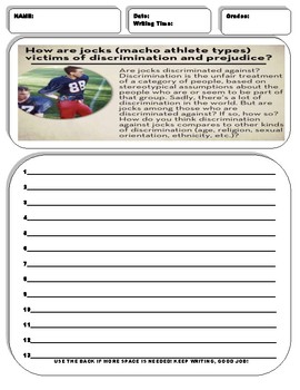 Preview of 6 Sports Writing Prompt Sheets Pack