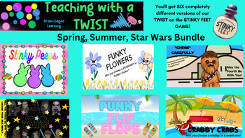 Preview of 6 (Spring into Summer Themed) STINKY FEET STYLE GAMES!!  BUNDLE!!