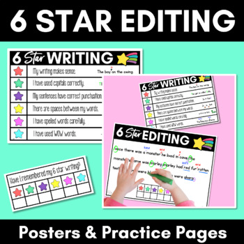 Preview of 6 Star Editing Checklist - Re-read, Edit and Review Writing - Posters & Practice