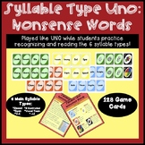 6 Syllable Type UNO Card Game - Nonsense Words - Decode + Read!!