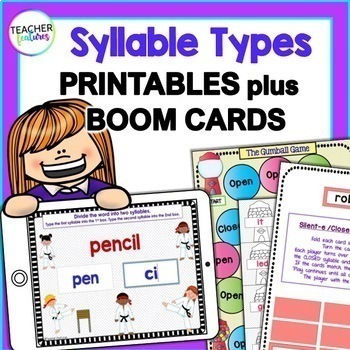 Preview of OPEN & CLOSED SYLLABLE TYPES Games Sorts CVCe CLE Bossy R Printables Boom Cards