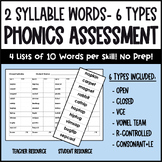 6 Syllable Types - Phonics Decoding Assessments with Progr