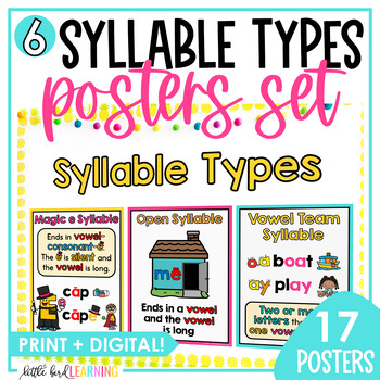 Preview of 6 Syllable Types Posters Set | Orton-Gillingham Syllable Types Anchor Charts