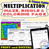 6 TIMES-TABLE MULTIPLICATION FACTS Maze, Riddle, Color by 