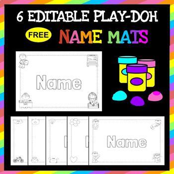 Preview of 6 Themed Play Doh Name Mats for Back to School | Preschool + Kindergarten