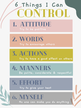 Preview of 6 Things I Can Control Visual Poster
